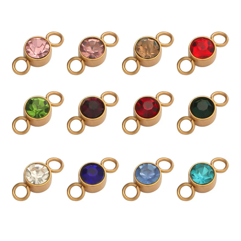 Wholesale Stainless Steel Double Ring Pendant Diy Jewelry Accessories With Smooth Pattern And Electroplating Treatment For December Birthday Stone - Image 5