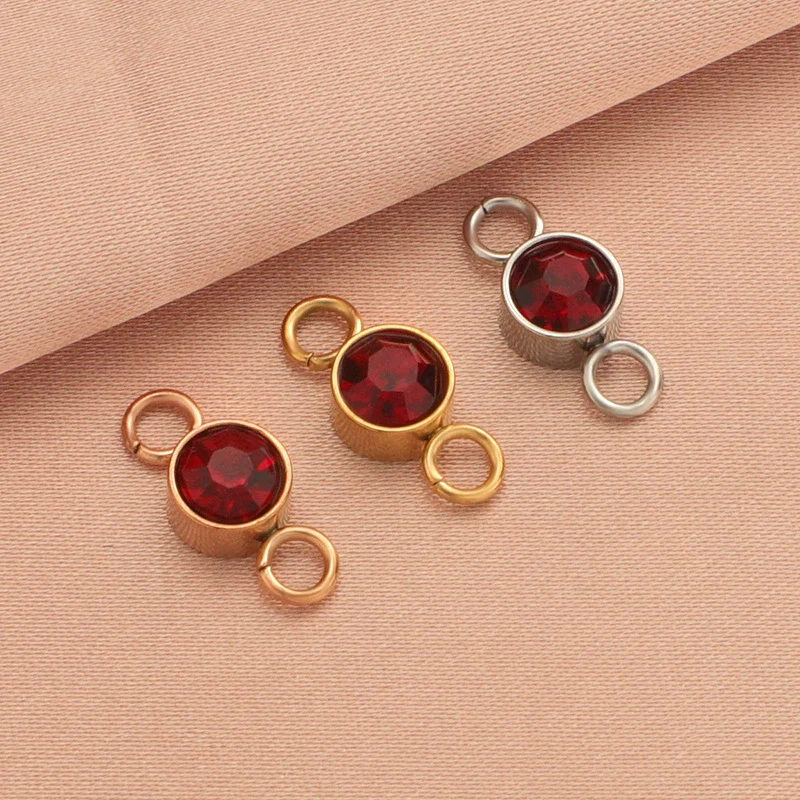 Wholesale Stainless Steel Double Ring Pendant Diy Jewelry Accessories With Smooth Pattern And Electroplating Treatment For December Birthday Stone - Image 6