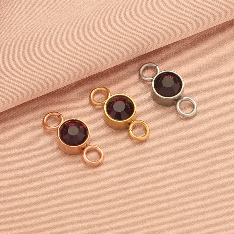 Wholesale Stainless Steel Double Ring Pendant Diy Jewelry Accessories With Smooth Pattern And Electroplating Treatment For December Birthday Stone - Image 7
