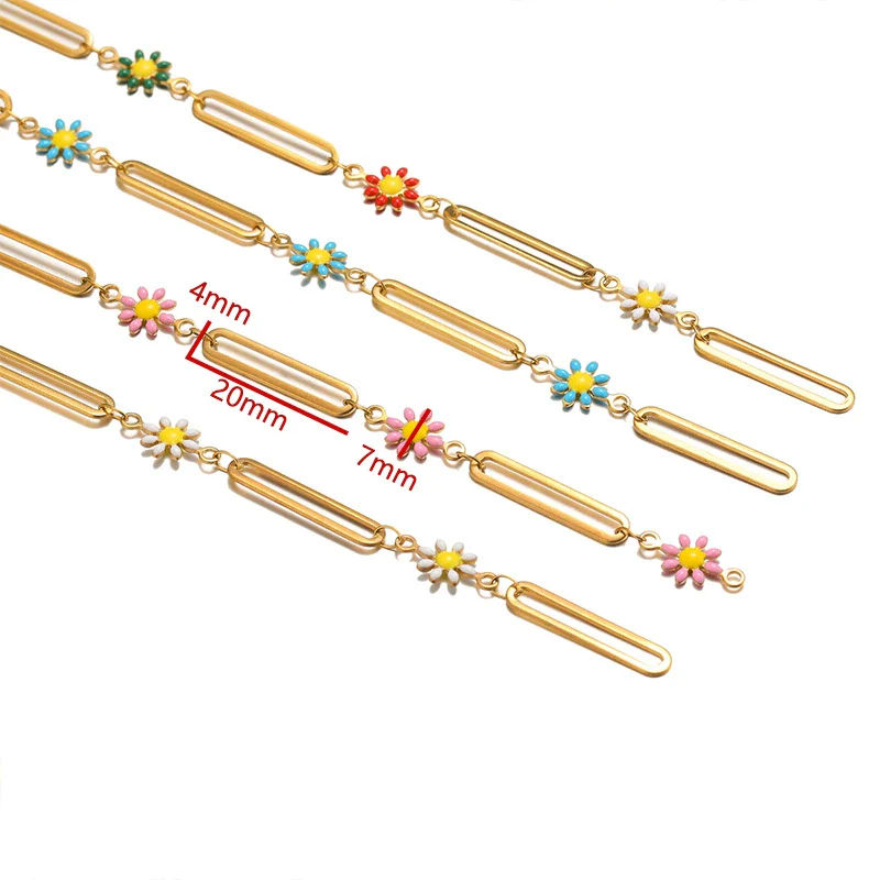Wholesale Stainless Steel Dripping Oil Geometric Daisy Cross Chain Earrings Decoration - Image 4