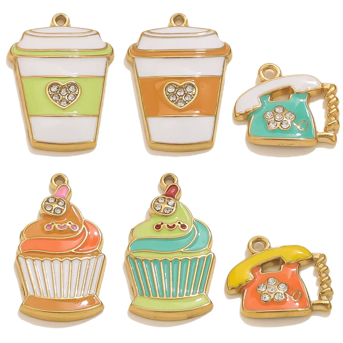 Wholesale Stainless Steel Dripping Oil Ice Cream Cup Phone Charm Pendant Jewelry Accessories - Image 4