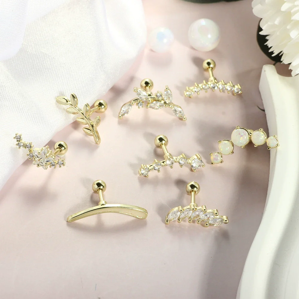 Wholesale Stainless Steel Ear Bone Nail Jewelry With Star Shape And 14K Real Gold Plating In Plants And Flowers Style - Image 3
