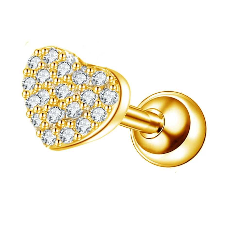 Wholesale Stainless Steel Ear Nails With Fivepointed Star Peach Heart And Cross Shapes Microinlaid Zircon Electroplated For Women - Image 23