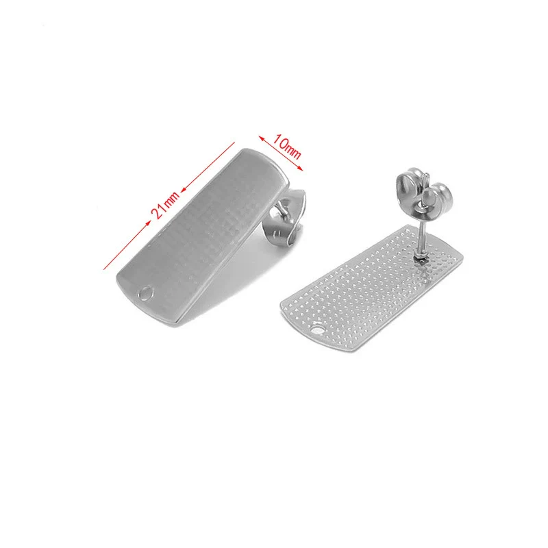 Wholesale Stainless Steel Earring Accessories Asymmetrical Exaggerated Plaid Geometric Electroplated - Image 13