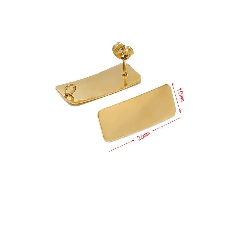 Wholesale Stainless Steel Earring Accessories Asymmetrical Exaggerated Plaid Geometric Electroplated - Image 6