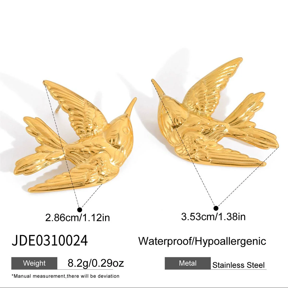 Wholesale Stainless Steel Electroplated 18K Gold Geometric Animal Shape Women's Earrings - Image 6