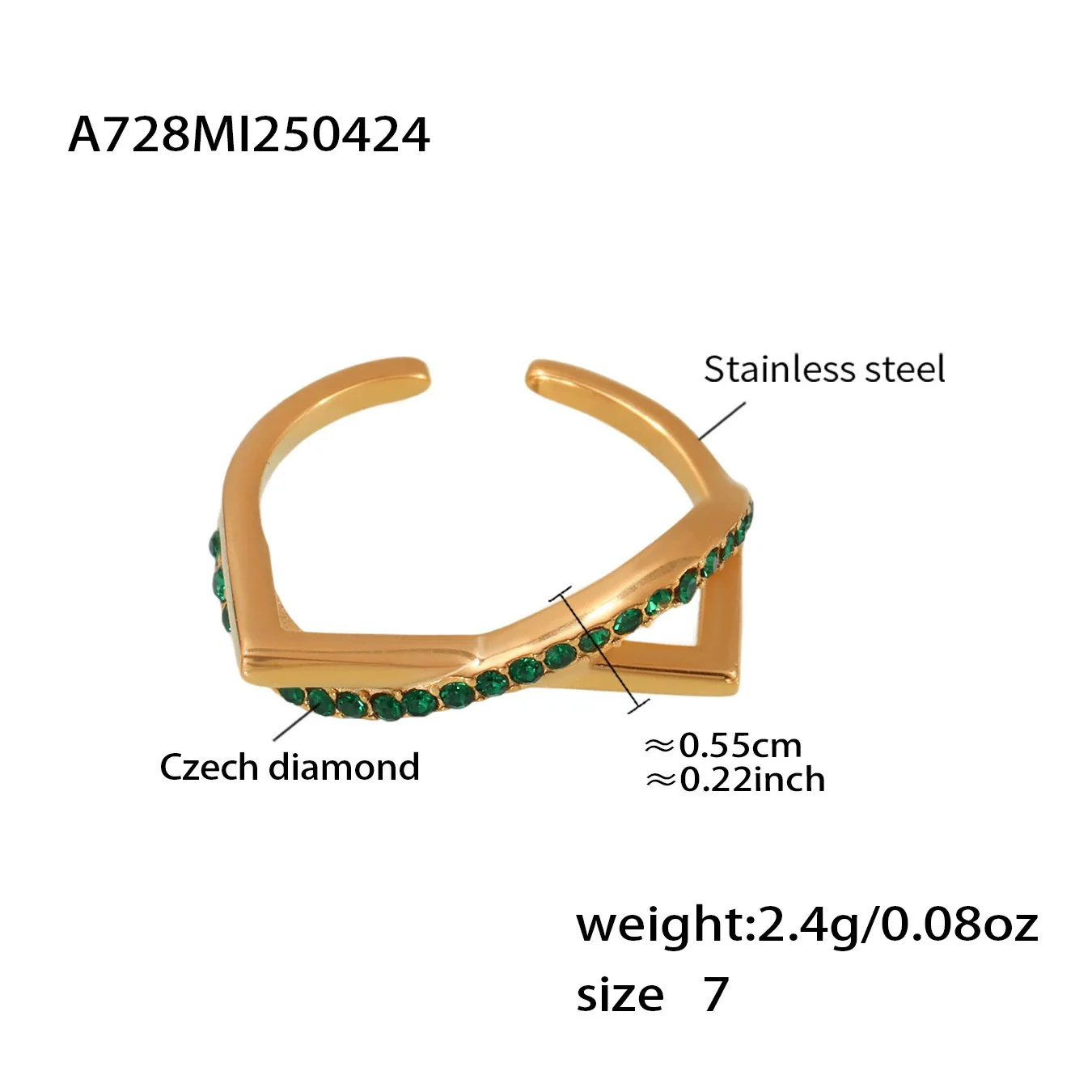 Wholesale Stainless Steel Electroplated 18K Real Gold Geometric Ferris Wheel Cross Double Layer Index Finger Ring For Women - Image 9