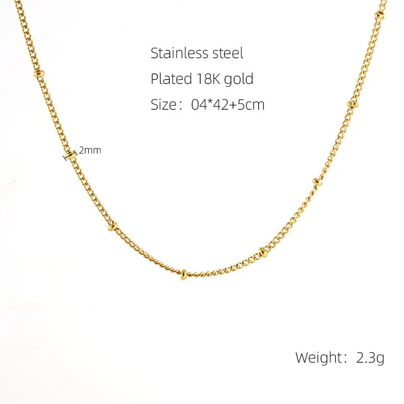 Wholesale 316L Stainless Steel Electroplated Bead Push Dense Chain Necklace - Image 10