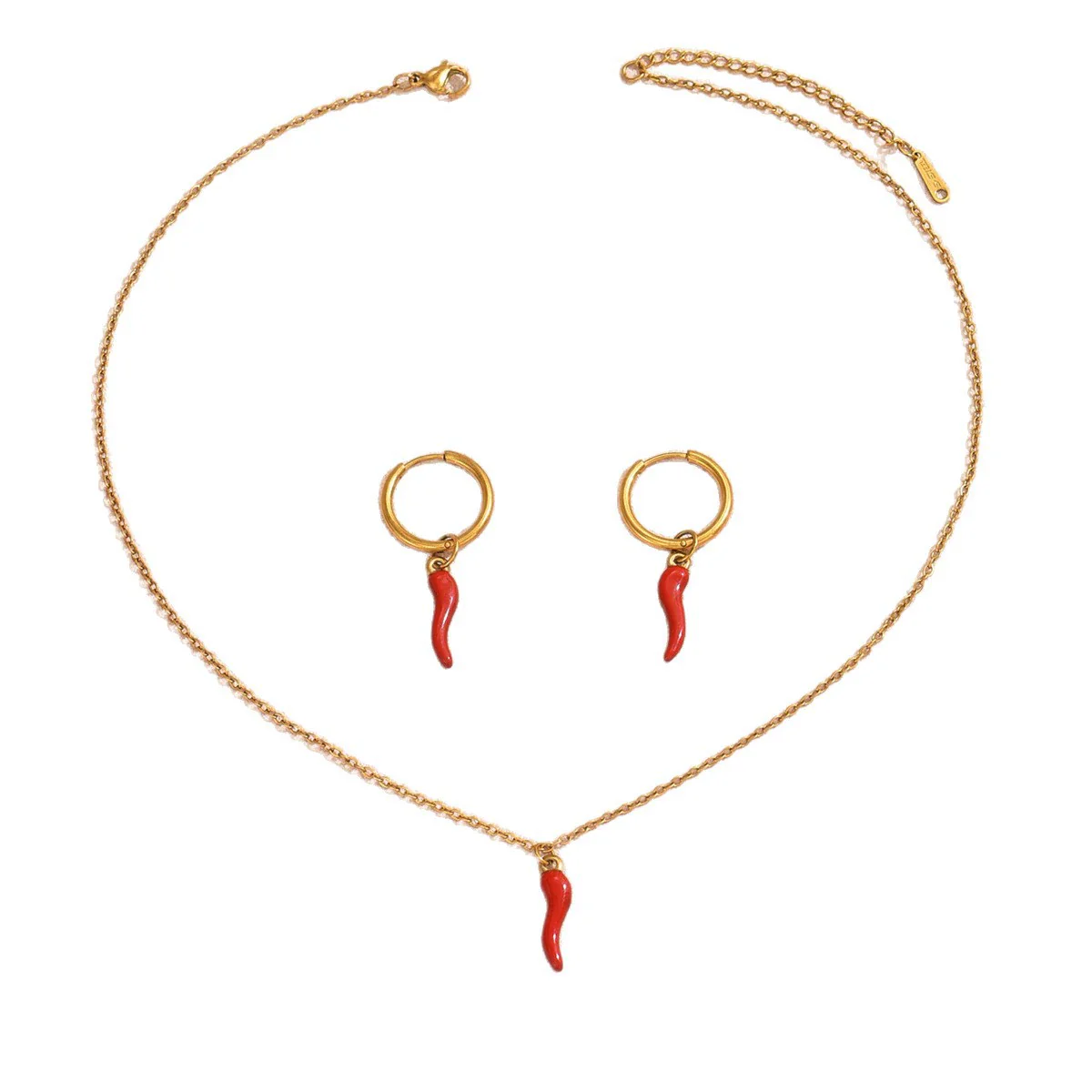 Wholesale Stainless Steel Electroplated Chili Pepper Jewelry Set For Women - Image 5