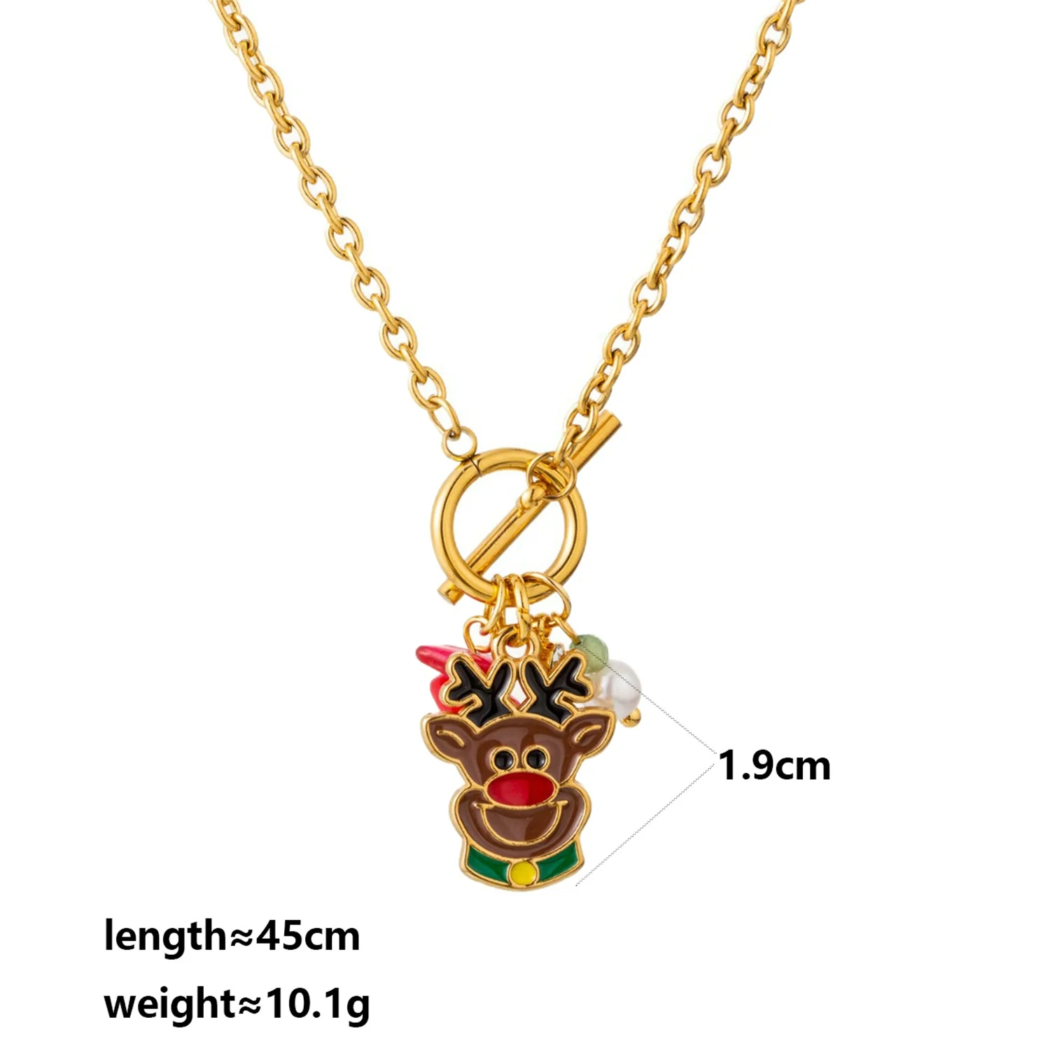 Wholesale Stainless Steel Electroplated Christmas Elk Ot Buckle Necklace With Cartoon Animal Pendant For Women - Image 6