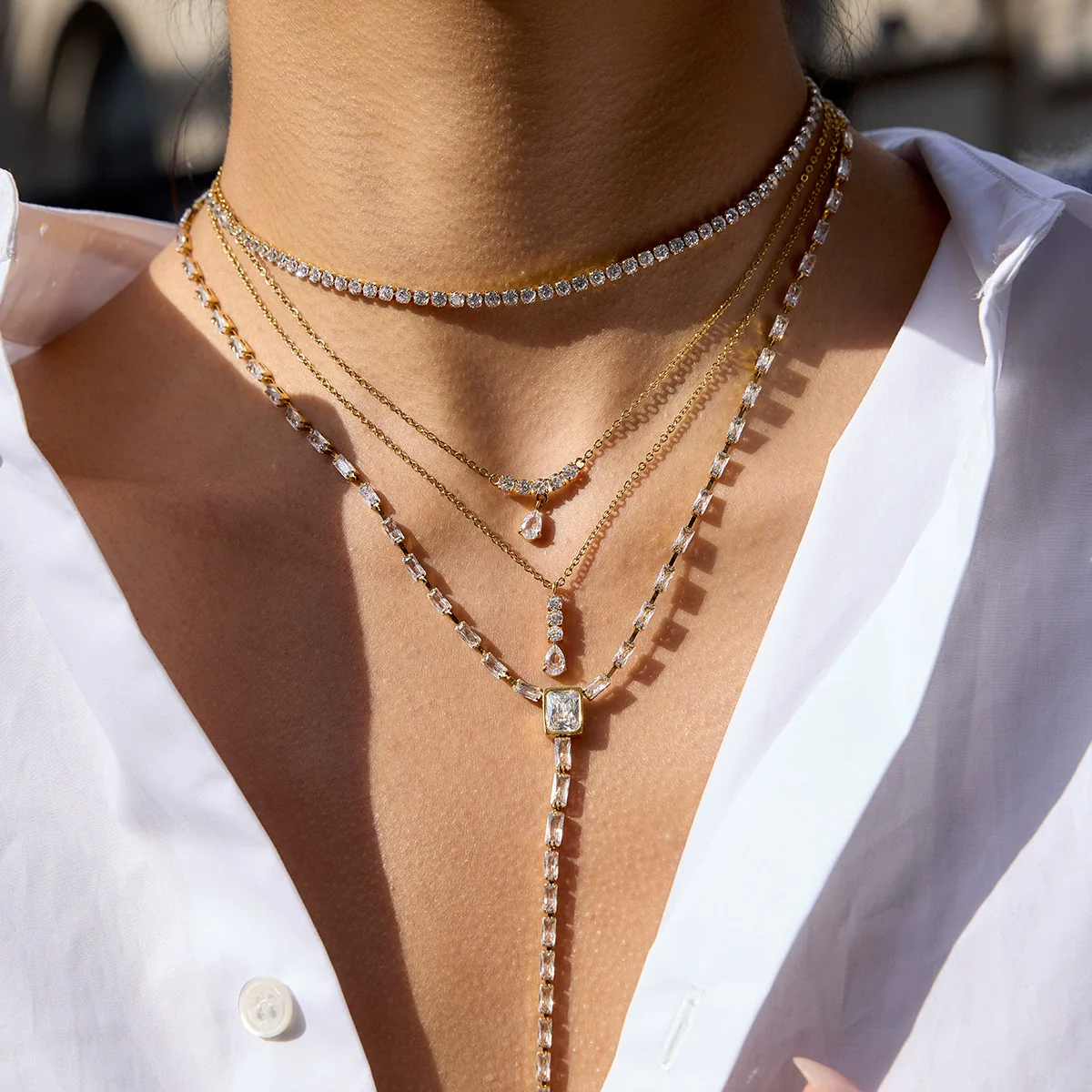 Wholesale Stainless Steel Electroplated Drop Shape Necklace For Women
