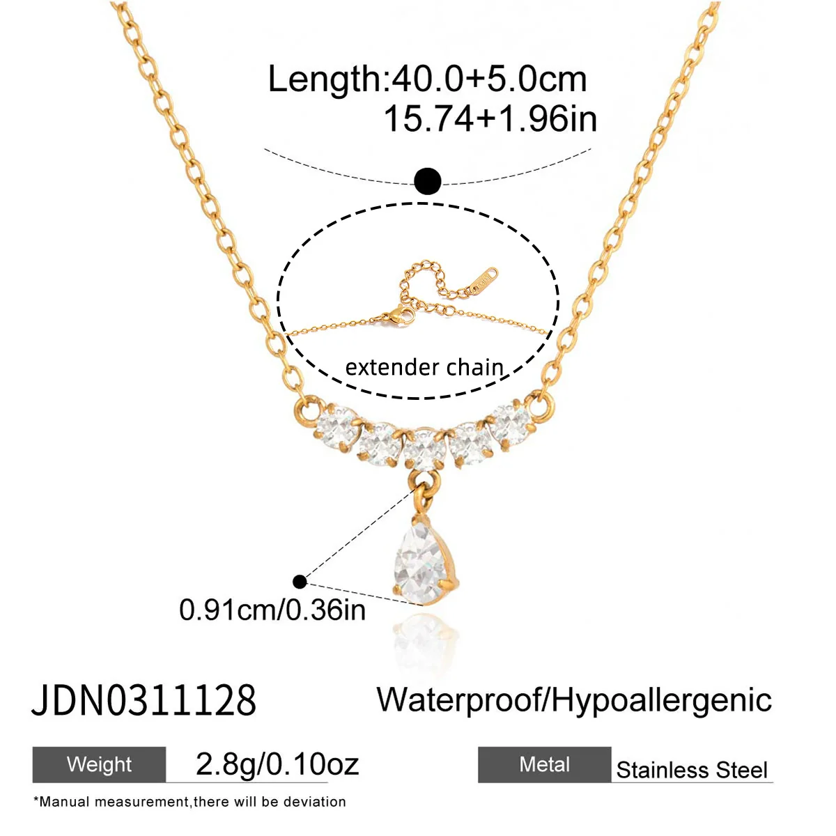 Wholesale Stainless Steel Electroplated Drop Shape Necklace For Women - Image 6