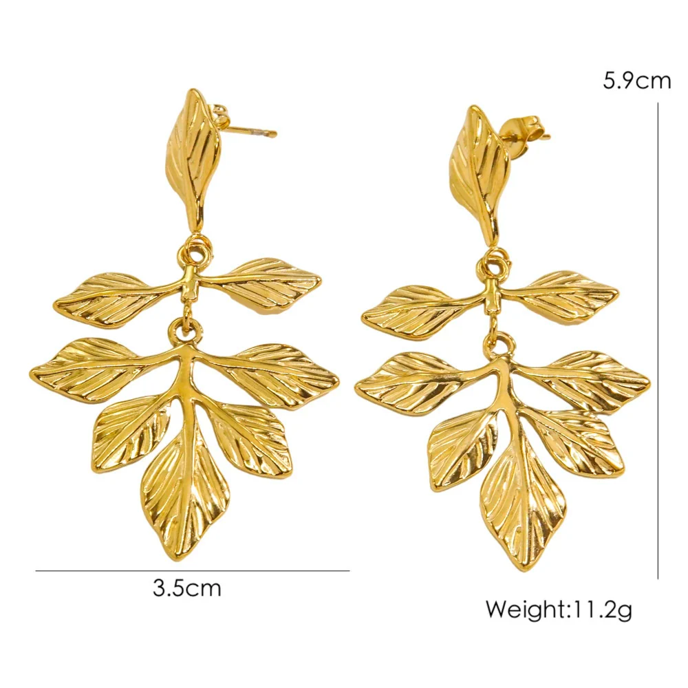 Wholesale Stainless Steel Electroplated Flower Leaf Pendant Earrings Jewelry For Women - Image 4