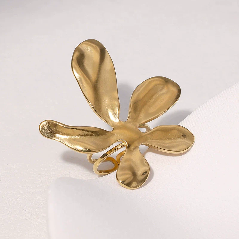 Wholesale Stainless Steel Electroplated Flowershaped Open Ring Hand Jewelry For Women - Image 2