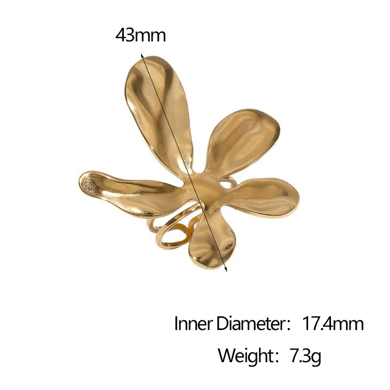 Wholesale Stainless Steel Electroplated Flowershaped Open Ring Hand Jewelry For Women - Image 5