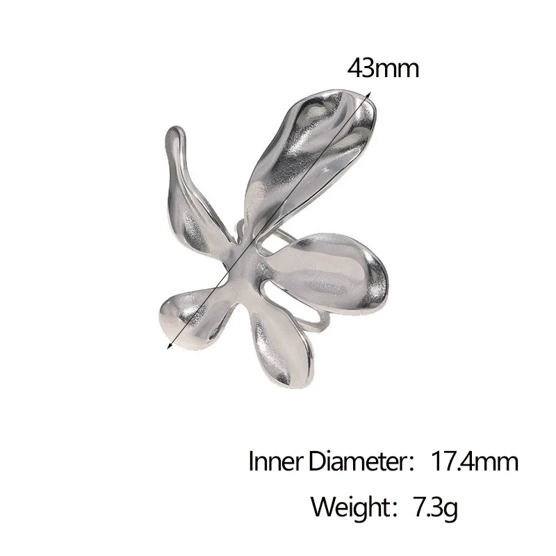 Wholesale Stainless Steel Electroplated Flowershaped Open Ring Hand Jewelry For Women - Image 6