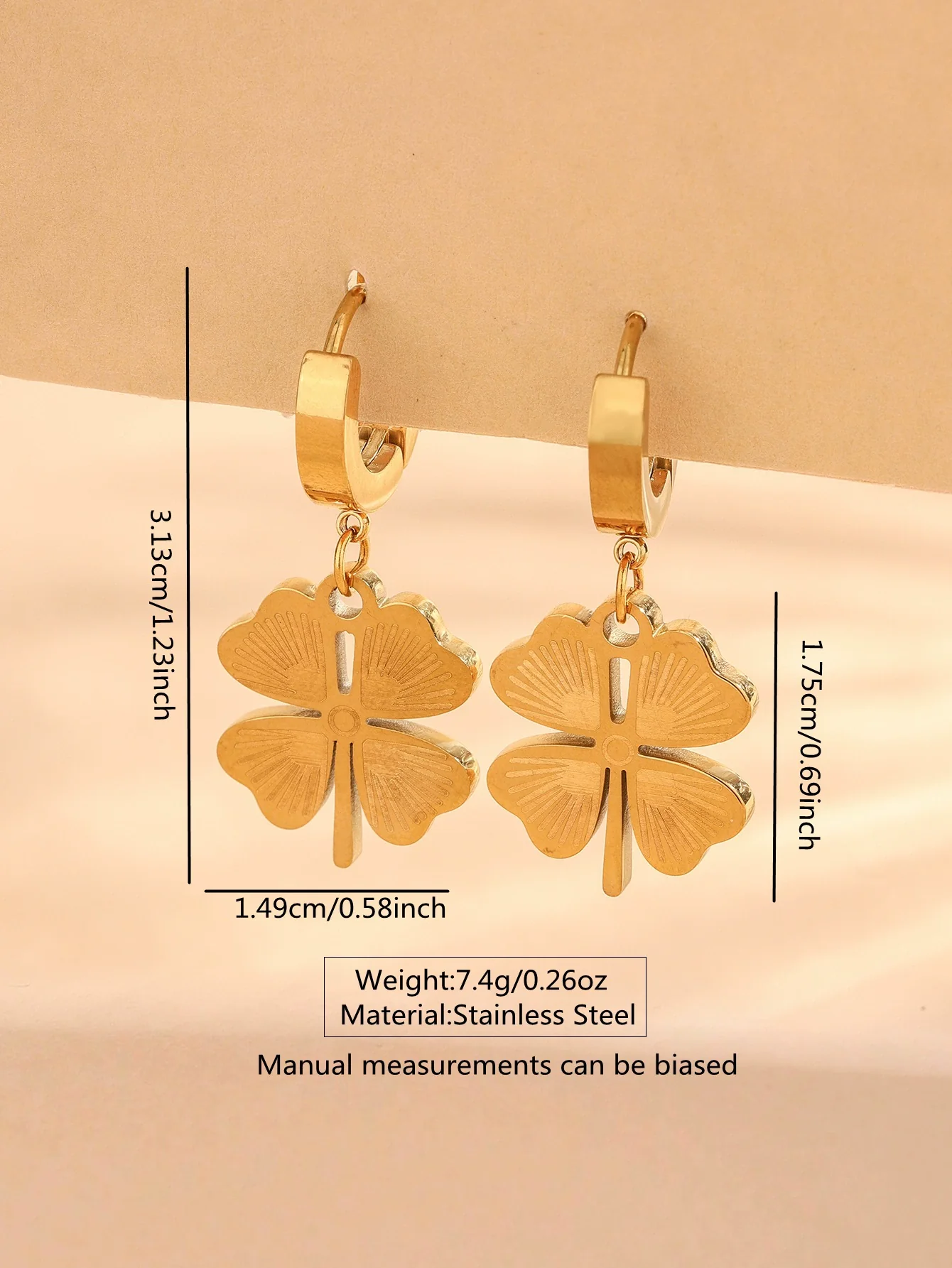 Wholesale Stainless Steel Electroplated Fourleaf Clover Devil's Eye Leaves Pattern Earrings For Women - Image 7