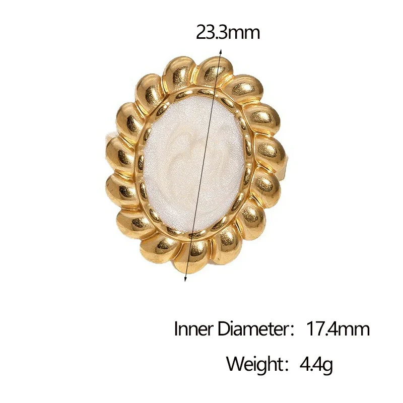 Wholesale Stainless Steel Electroplated Geometric And Floral Pattern Open Ring Women's Jewelry - Image 5