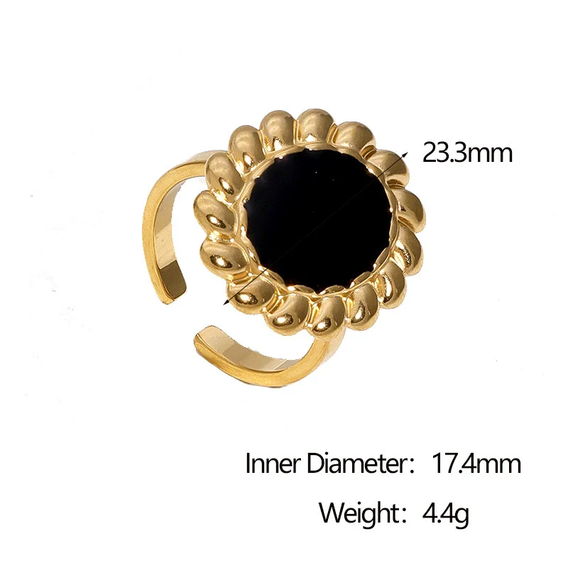 Wholesale Stainless Steel Electroplated Geometric And Floral Pattern Open Ring Women's Jewelry - Image 6