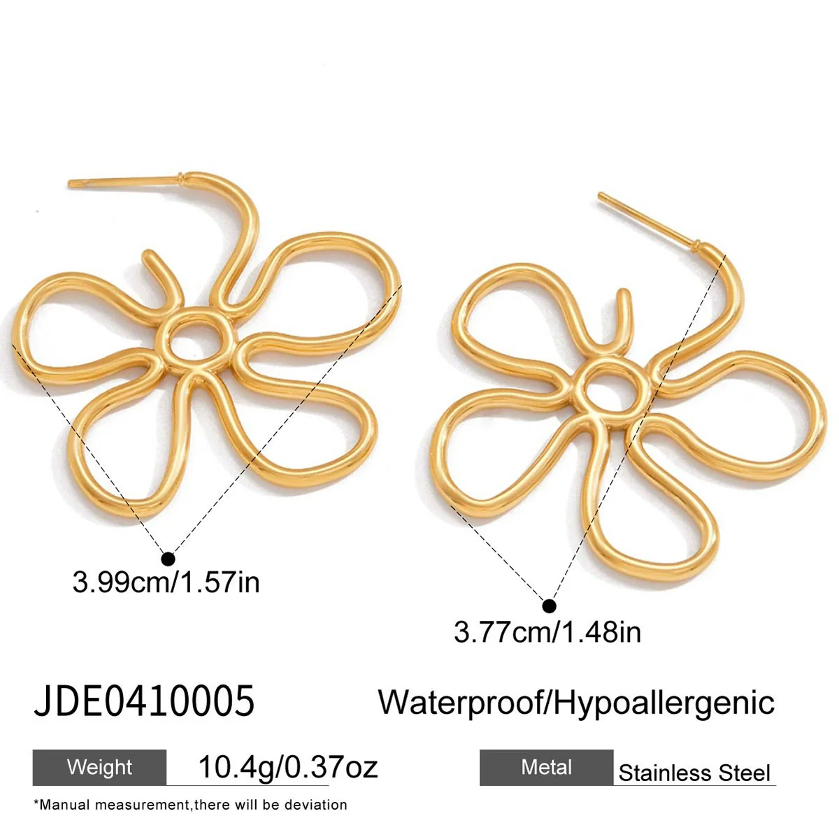 Wholesale Stainless Steel Electroplated Geometric Cut Out Flower Earrings For Women - Image 6