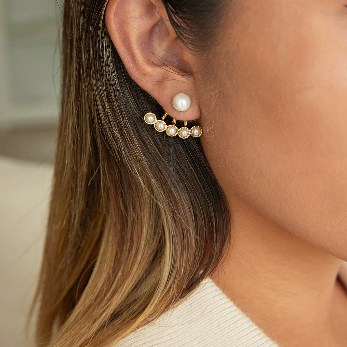 Wholesale Stainless Steel Electroplated Geometric Fanshaped Earrings For Women