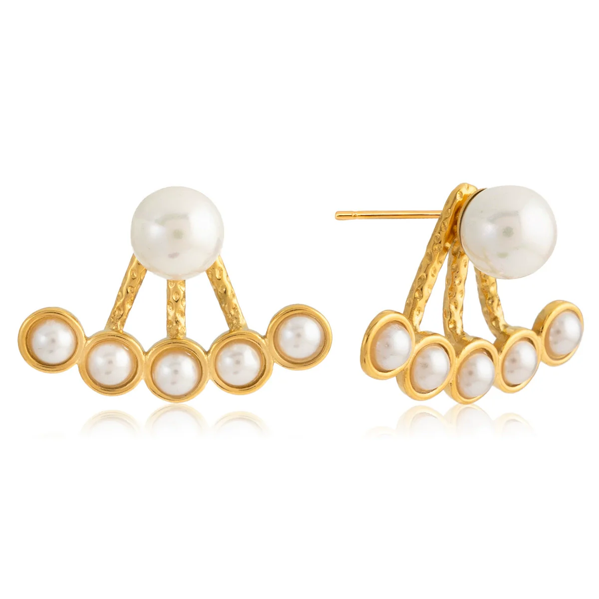 Wholesale Stainless Steel Electroplated Geometric Fanshaped Earrings For Women - Image 5