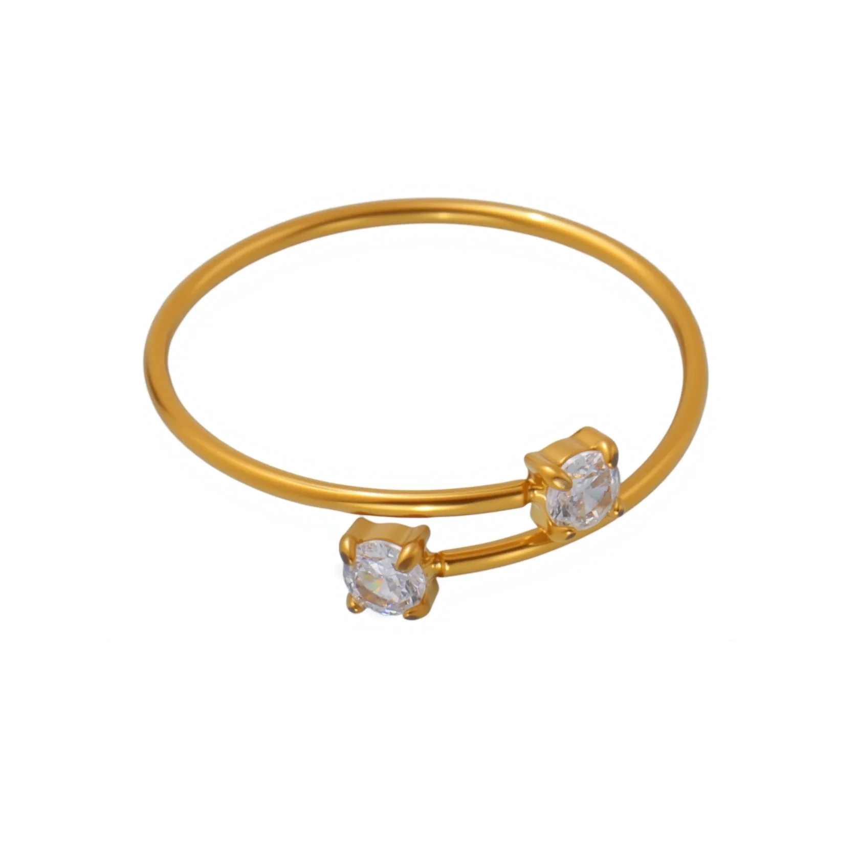 Wholesale Stainless Steel Electroplated Geometric Inlaid Zircon Open Ring Women's Jewelry - Image 5