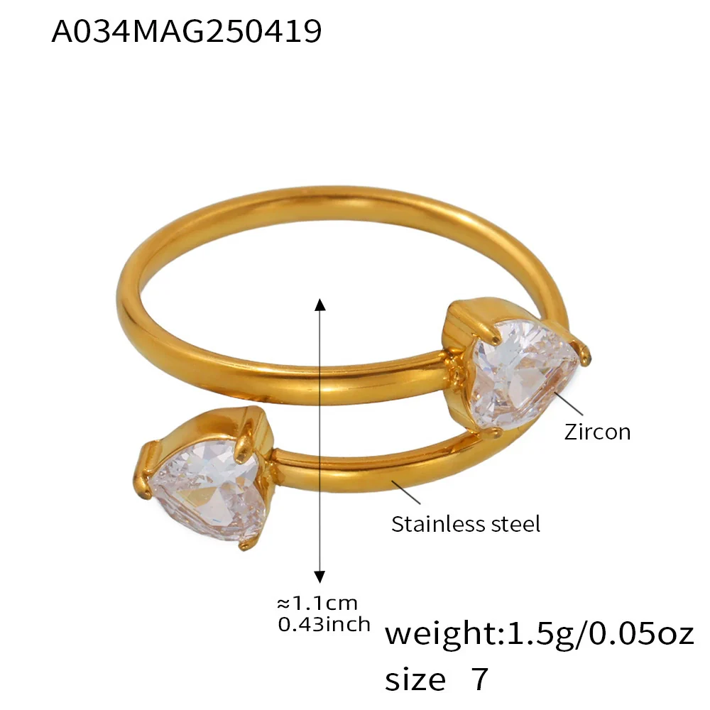 Wholesale Stainless Steel Electroplated Geometric Inlaid Zircon Open Ring Women's Jewelry - Image 8
