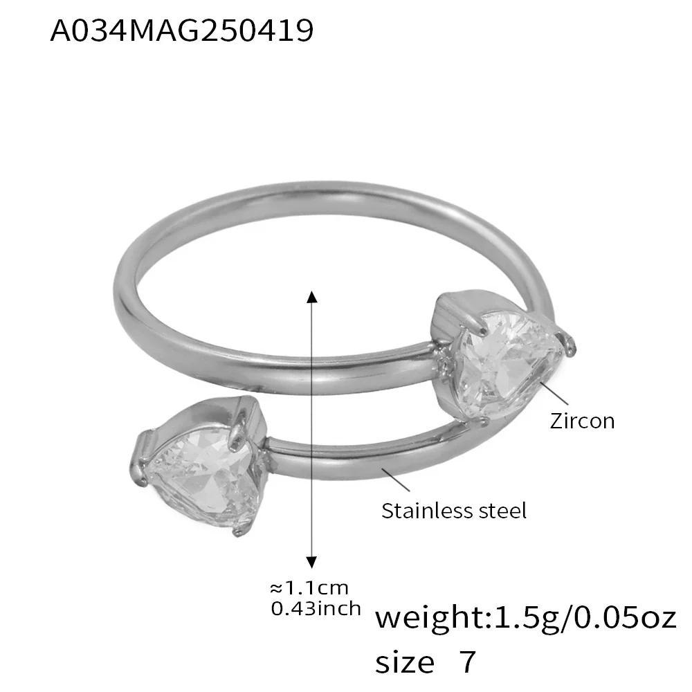 Wholesale Stainless Steel Electroplated Geometric Inlaid Zircon Open Ring Women's Jewelry - Image 9