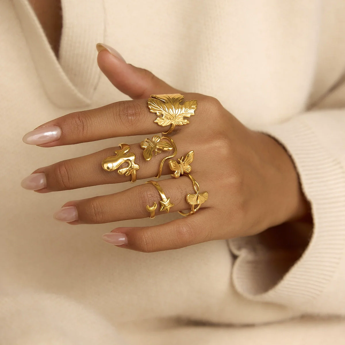 Wholesale Stainless Steel Electroplated Geometric Ins Style Unisex Ring For Women