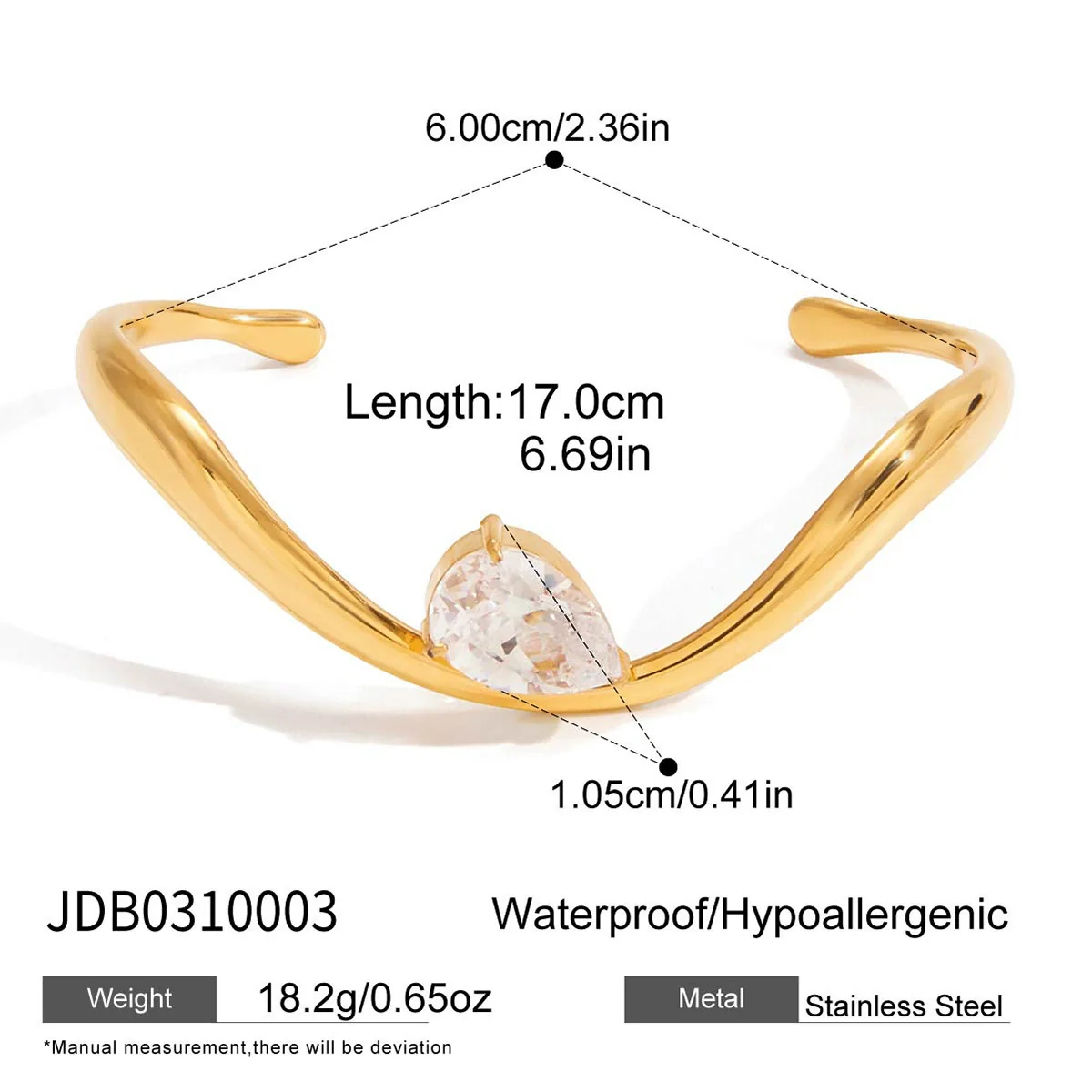 Wholesale Stainless Steel Electroplated Geometric Ins Style White Zircon Bracelet - Image 6