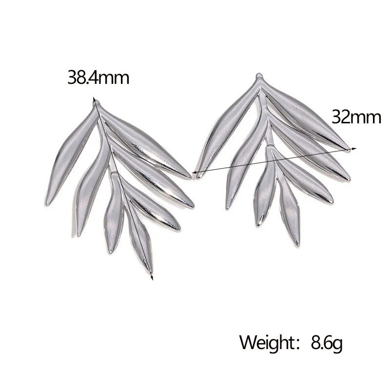 Wholesale Stainless Steel Electroplated Geometric Leaf Design Women's Minimalist Earrings - Image 6