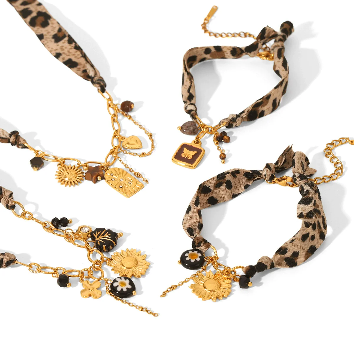 Wholesale Stainless Steel Electroplated Geometric Leopard Print Jewelry Pendant Necklace And Bracelet For Women - Image 5