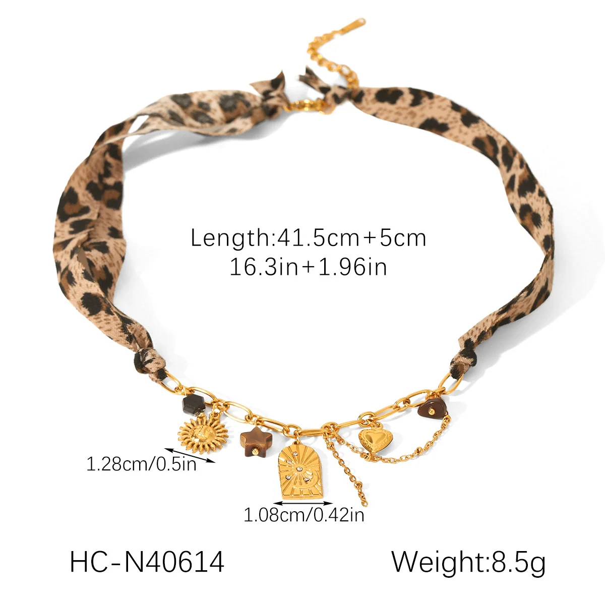 Wholesale Stainless Steel Electroplated Geometric Leopard Print Jewelry Pendant Necklace And Bracelet For Women - Image 7