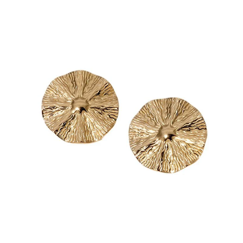 Wholesale Stainless Steel Electroplated Geometric Lotus Leaf Design Earrings For Women - Image 5