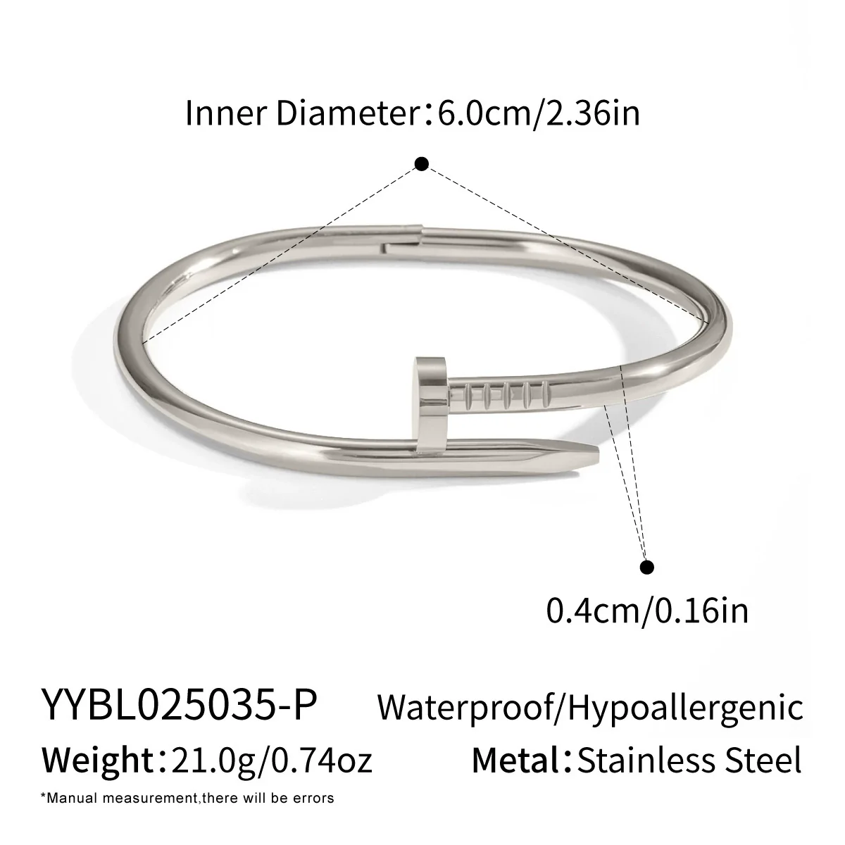 Wholesale Stainless Steel Electroplated Geometric Nailshaped Bracelet And Ring Set For Women - Image 7