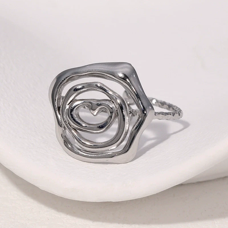 Wholesale Stainless Steel Electroplated Geometric Open Ring Hand Jewelry For Women - Image 3
