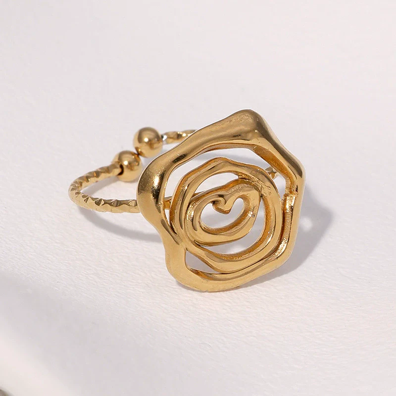 Wholesale Stainless Steel Electroplated Geometric Open Ring Hand Jewelry For Women - Image 4