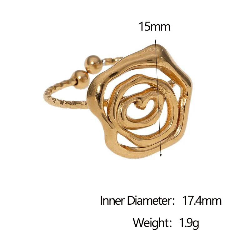 Wholesale Stainless Steel Electroplated Geometric Open Ring Hand Jewelry For Women - Image 5