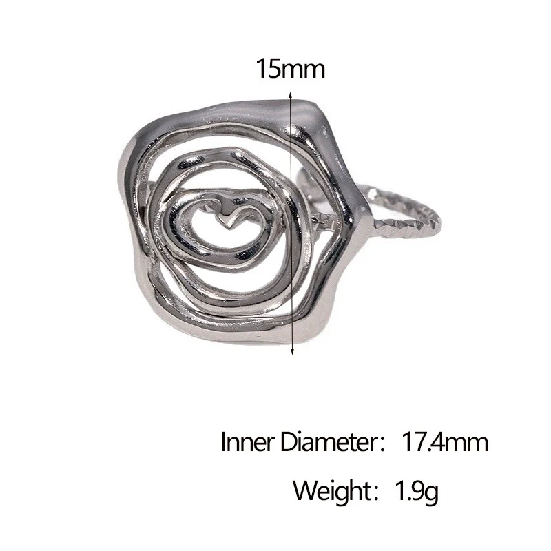 Wholesale Stainless Steel Electroplated Geometric Open Ring Hand Jewelry For Women - Image 6