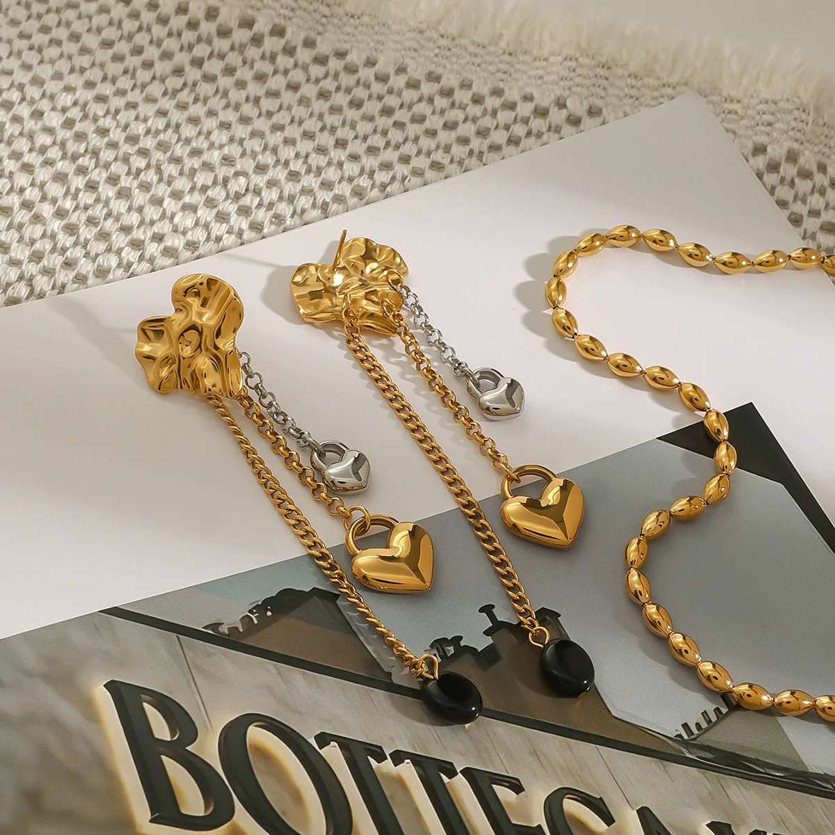 Wholesale Stainless Steel Electroplated Geometric Tassel Cross Earrings For Women - Image 4