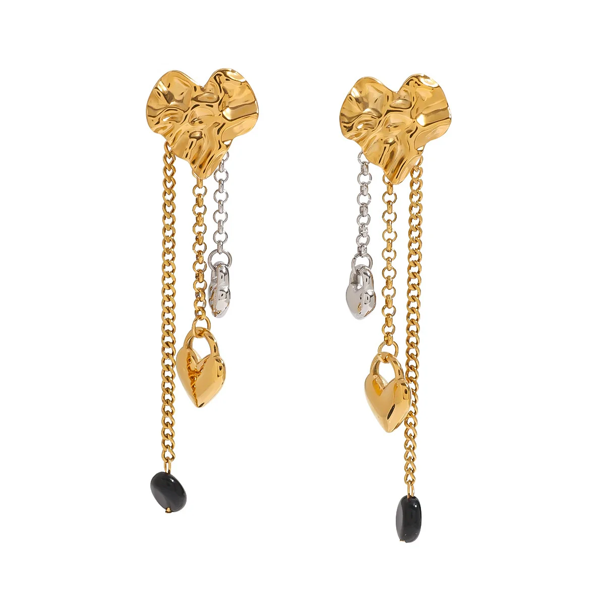 Wholesale Stainless Steel Electroplated Geometric Tassel Cross Earrings For Women - Image 5