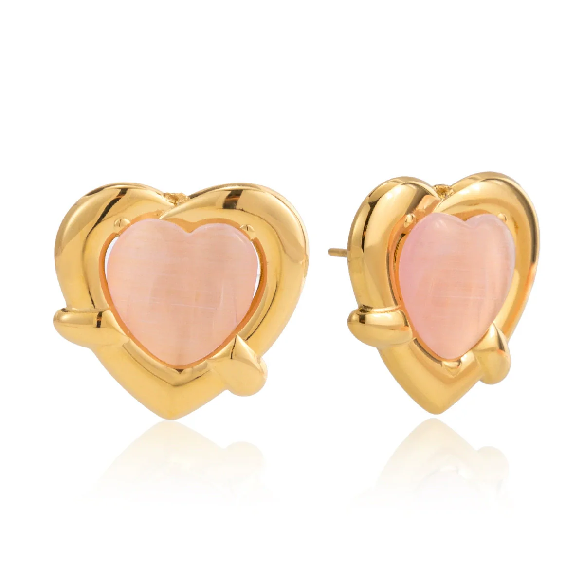 Wholesale Stainless Steel Electroplated Heart Shape Cat Eye Pendant Earrings For Women Niche Fashion Design Ins Style - Image 5