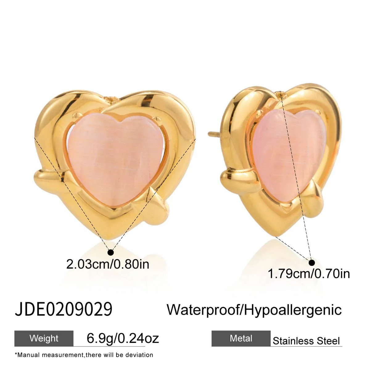 Wholesale Stainless Steel Electroplated Heart Shape Cat Eye Pendant Earrings For Women Niche Fashion Design Ins Style - Image 6