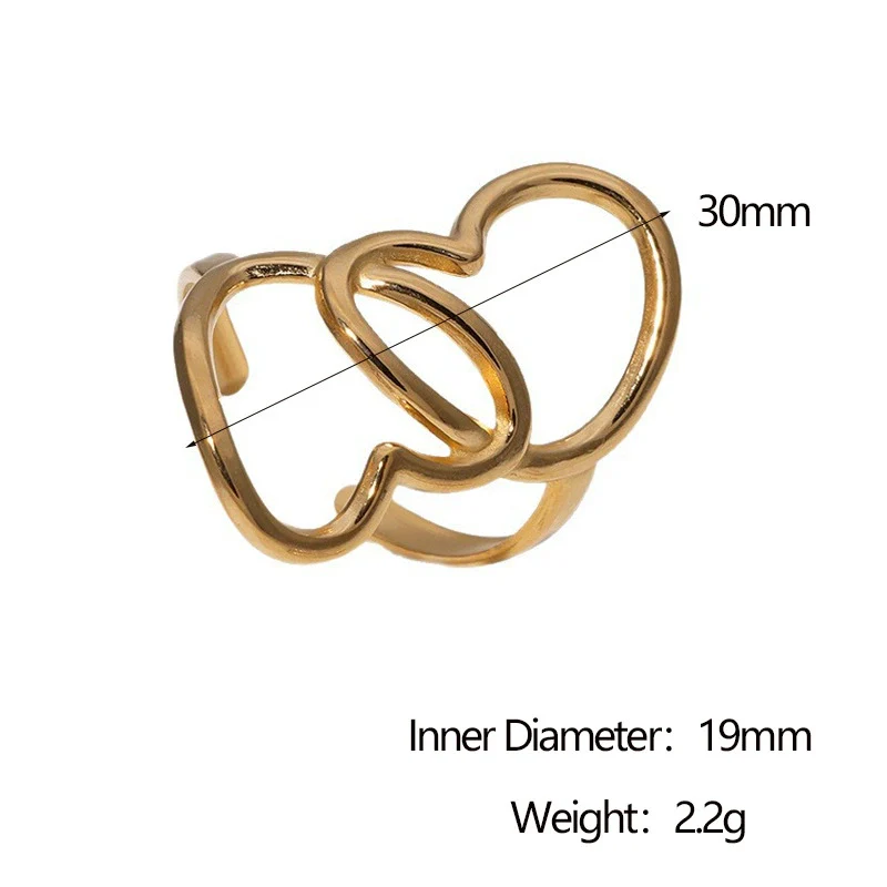 Wholesale Stainless Steel Electroplated Heart Shape Cut Out Open Ring Hand Jewelry For Women - Image 6