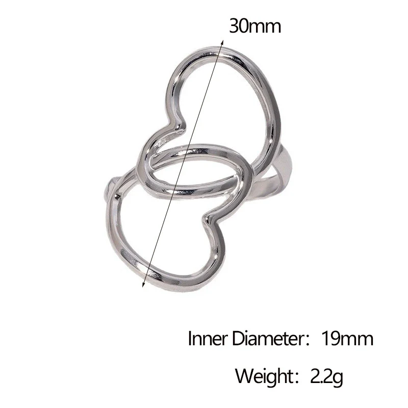 Wholesale Stainless Steel Electroplated Heart Shape Cut Out Open Ring Hand Jewelry For Women - Image 7