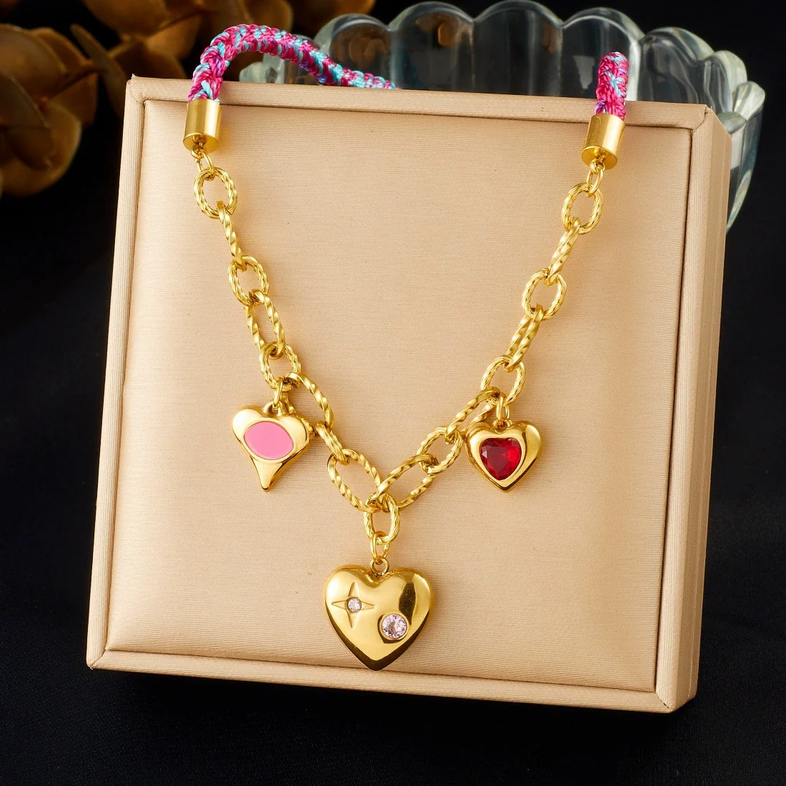 Wholesale Stainless Steel Electroplated Heart Shape Pendant Necklace For Women - Image 6