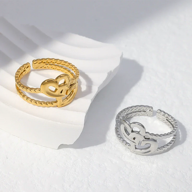 Wholesale Stainless Steel Electroplated Heart Shape Ring For Women