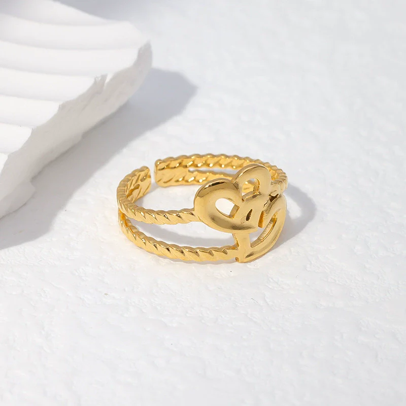 Wholesale Stainless Steel Electroplated Heart Shape Ring For Women - Image 4