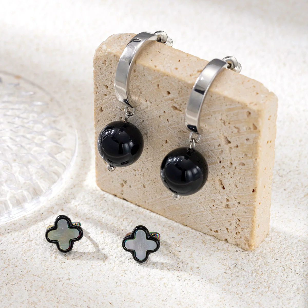 Wholesale Stainless Steel Electroplated Heart Star Geometric Earrings For Women